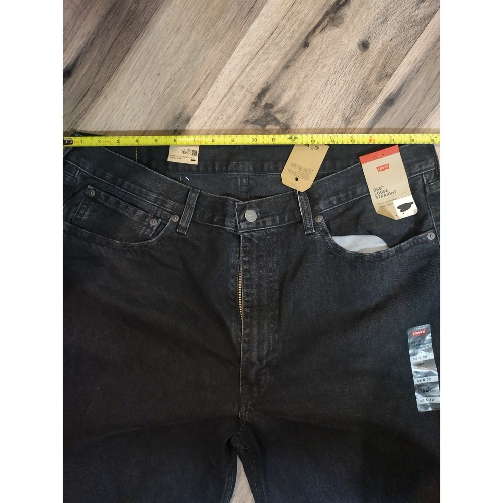 Levis 565 Loose Straight Black Denim Jeans Mens 38x32 NWT Relaxed Fit - Picture 11 of 13